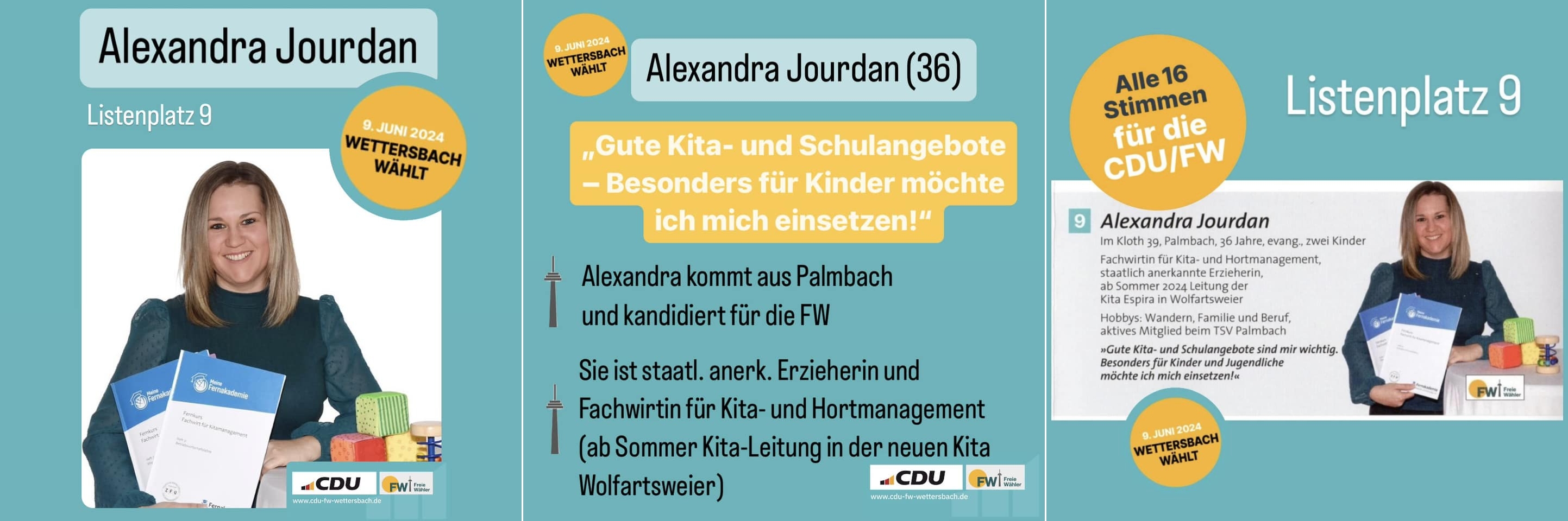 Alexandra Jourdan, CDU/FW - Wahl zum Ortschaftsrat Wettersbach am 09.06.2024